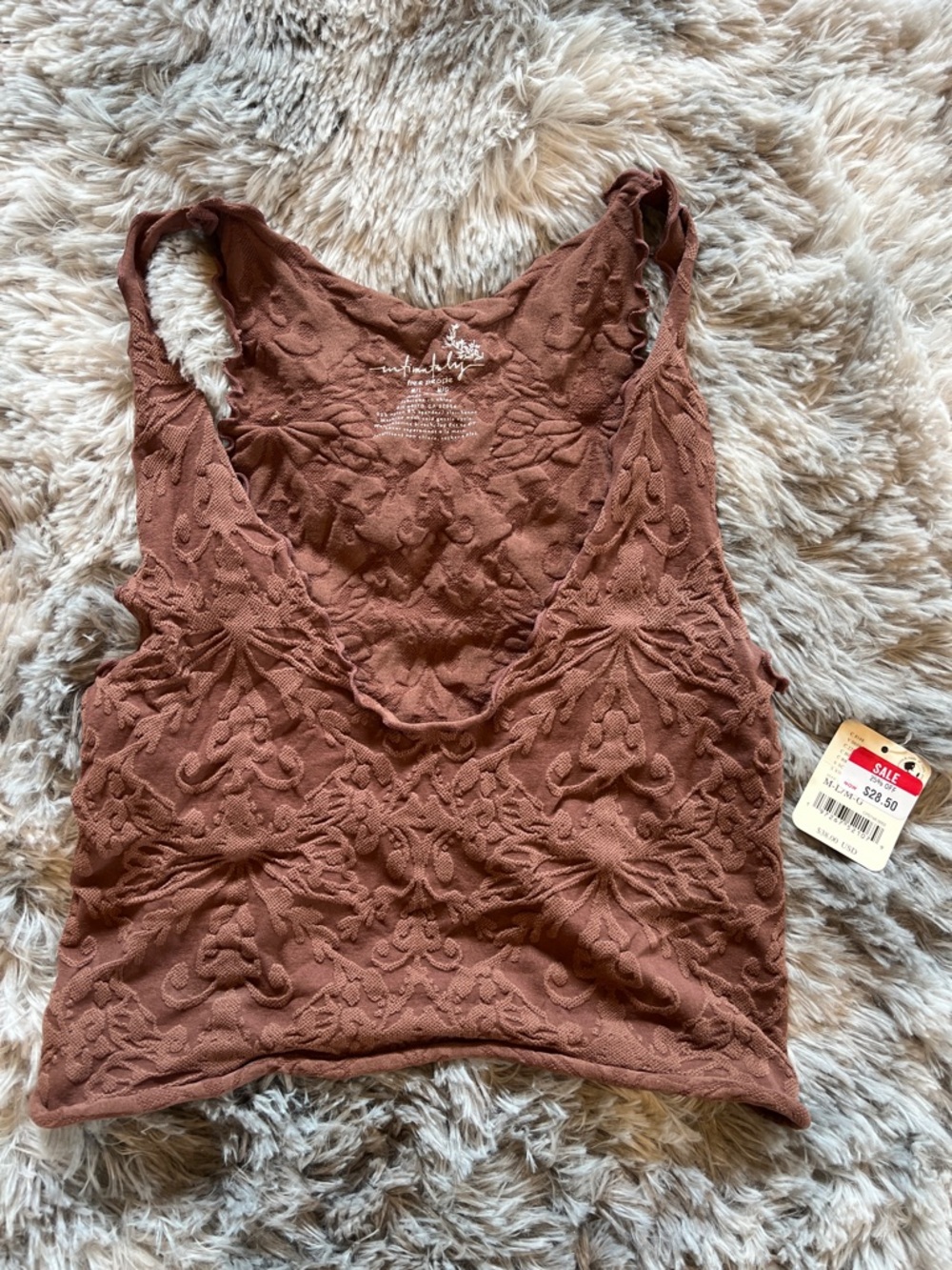 Free People Rust Brown Textured Cropped Tank